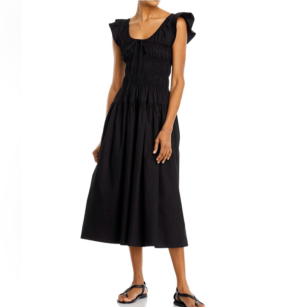 Smocked Bodice Cotton Midi Dress, NWT